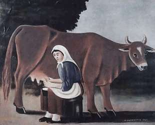 Женщина доит корову — Нико Пиросмани