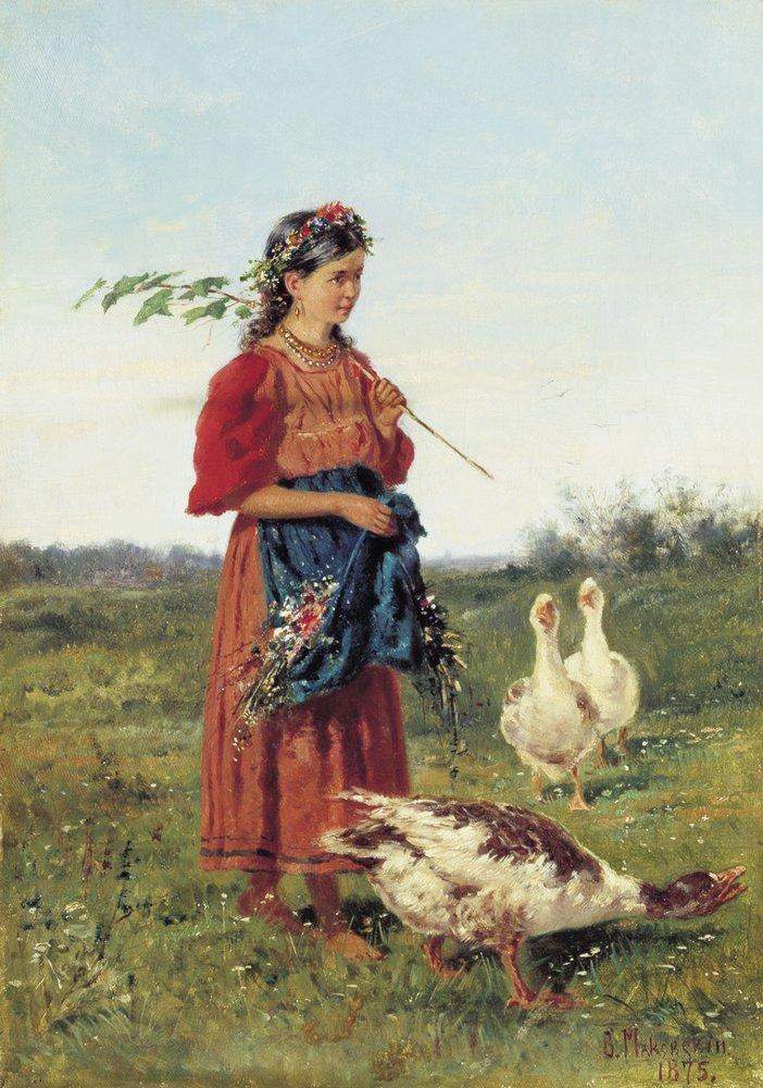 Девочка с гусями — Владимир Маковский