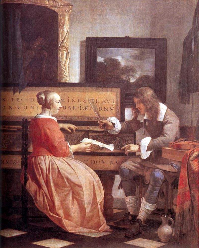 A Man and a Woman Seated by a Virginal — Габриель Метсю