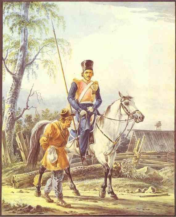 A Mounted Cossack Escorting a Peasant — Александр Орловский