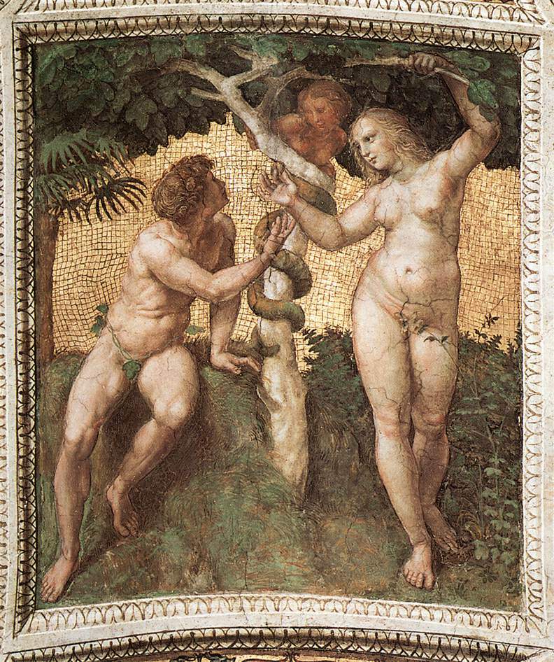 Adam and Eve, from the ‘Stanza della Segnatura’ — Рафаэль Санти