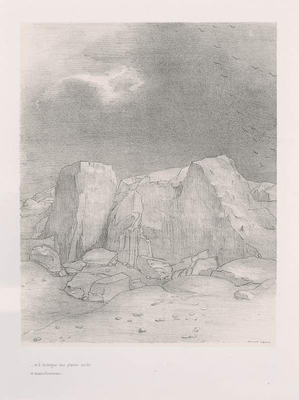 And he discerns an arid, knoll-covered plain (plate 7) — Одилон Редон