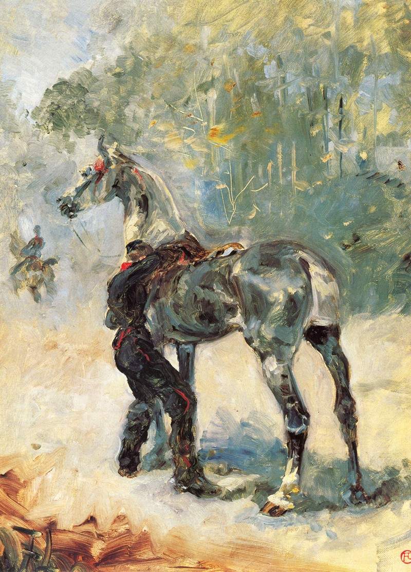 Artilleryman Saddling His Horse — Анри де Тулуз-Лотрек