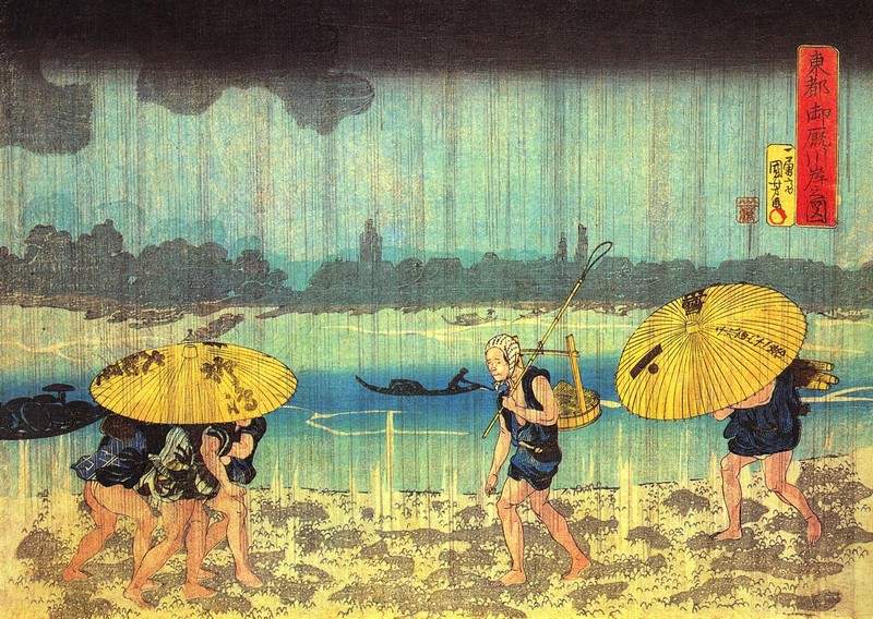At the shore of the Sumida river — Утагава Куниёси
