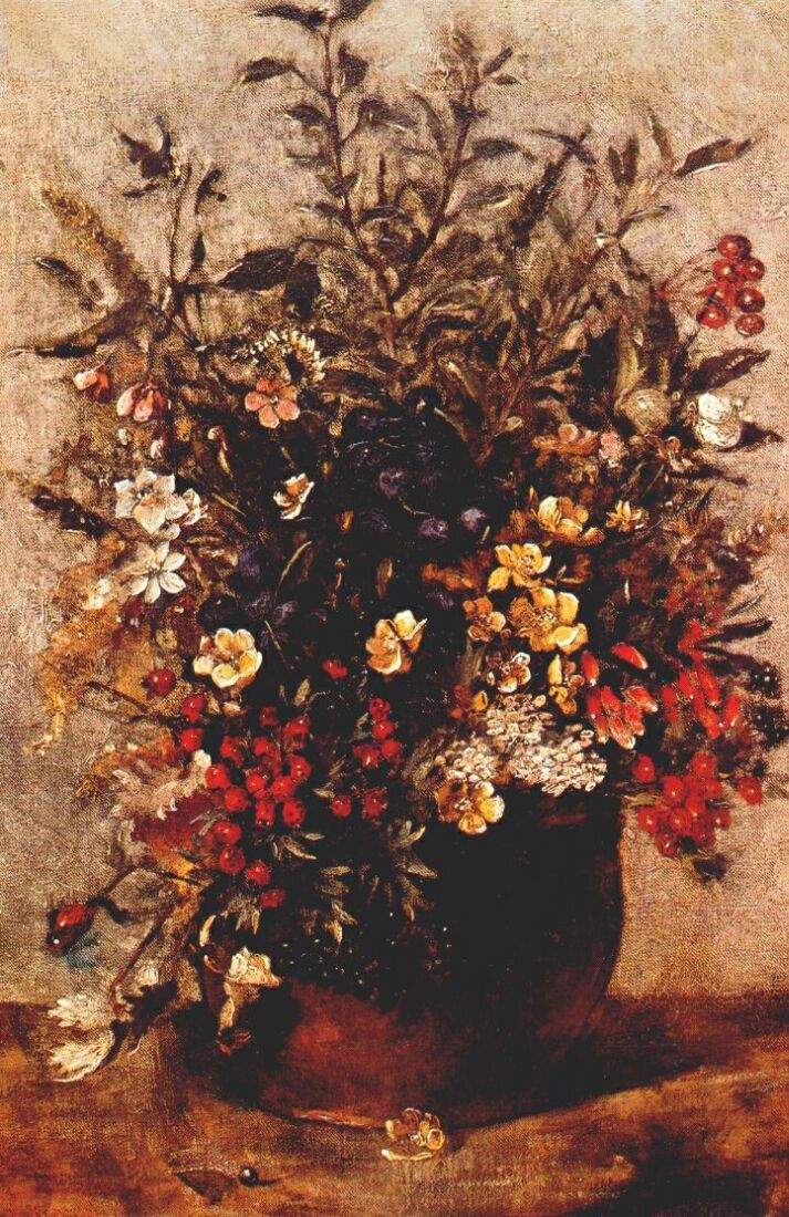 Осенние ягодыи цветы в коричневом горшке — Джон Констебл