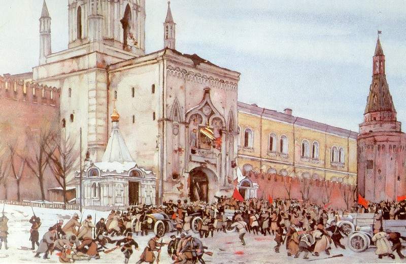 Before entering into Kremlin. Nikolsky Gate 2 (15) November 1917 — Константин Юон
