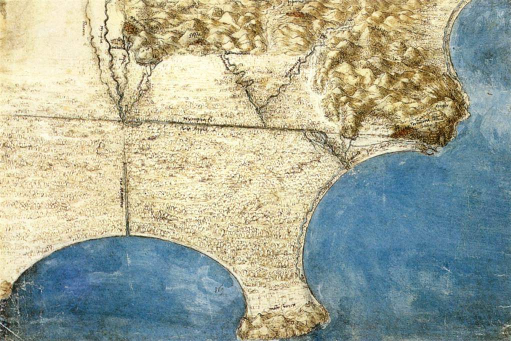 Bird’s eye view of sea coast — Леонардо да Винчи