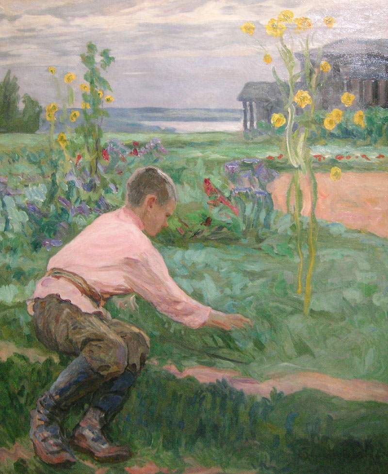 Мальчик на траве — Николай Богданов-Бельский