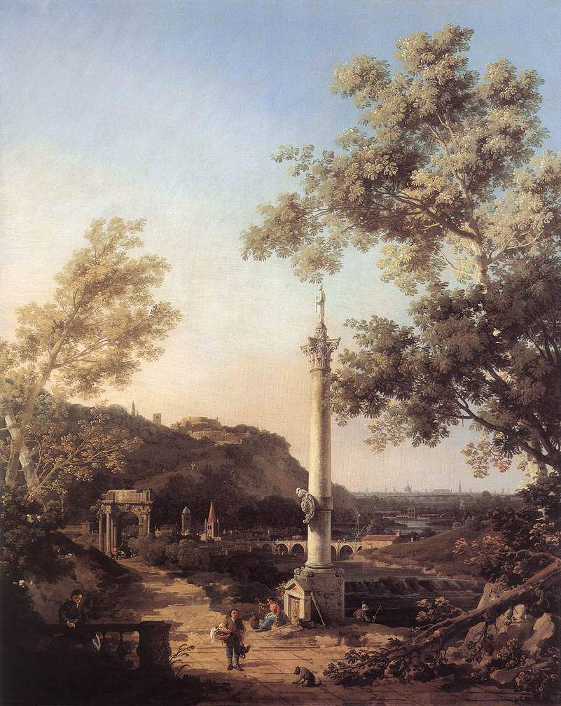 Capriccio: River Landscape with a Column — Каналетто