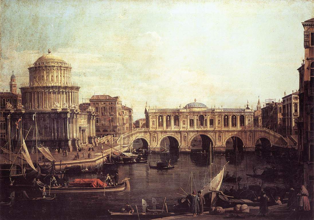 Capriccio: The Grand Canal, with an Imaginary Rialto Bridge and Other Buildings — Каналетто