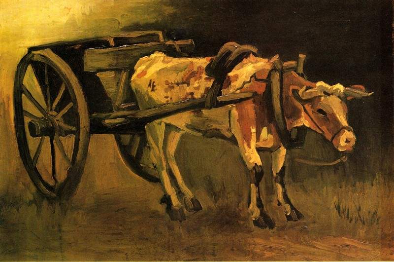 Cart with Red and White Ox — Винсент Ван Гог