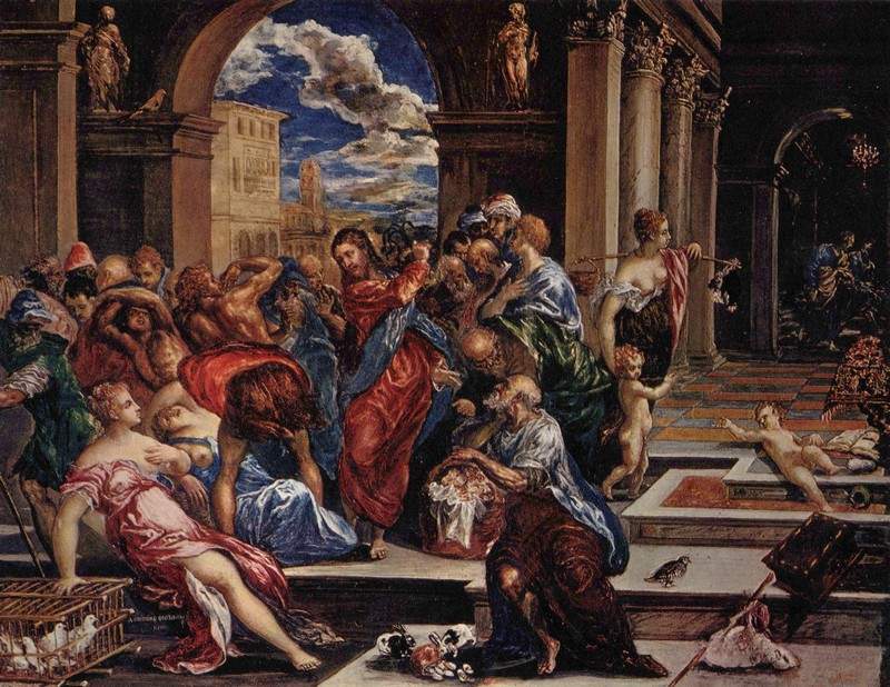 Христос прогоняет торговцев из Храма — Эль Греко