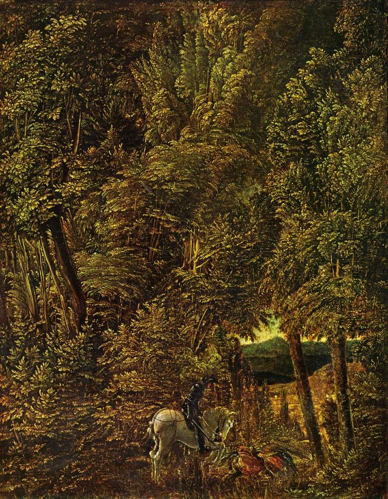 Лесной пейзаж со св. Георгием, поражающим дракона — Альбрехт Альтдорфер