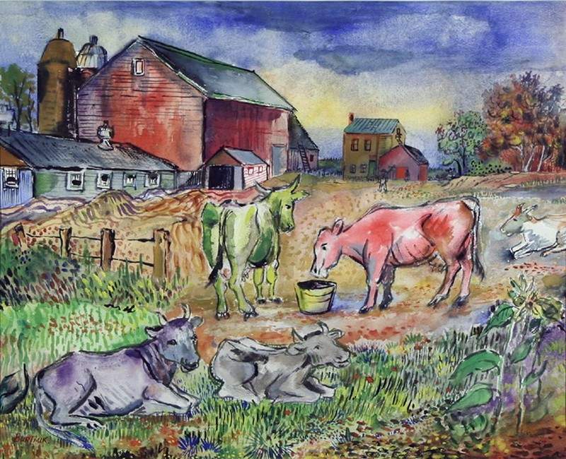 Пасущиеся коровы — Давид Бурлюк