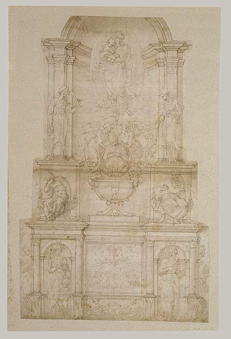 Design for Julius II tomb (first version) — Микеланджело