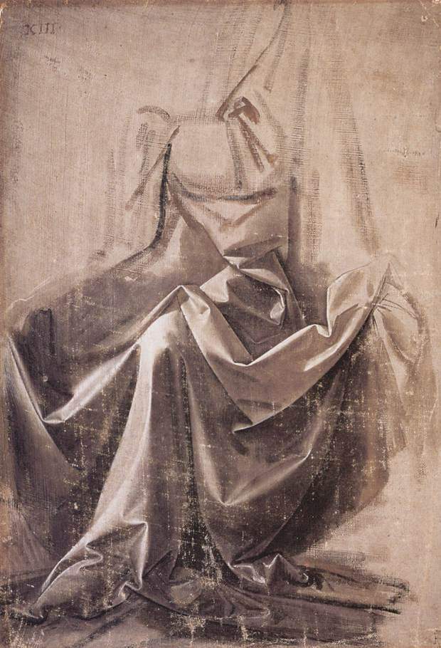 Drapery for a seated figure — Леонардо да Винчи