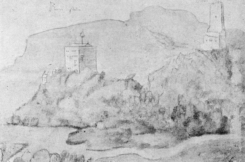 Рисунок эльзасских замков: Ортенберга (справа) и Рамштейна (слева) — Ханс Бальдунг