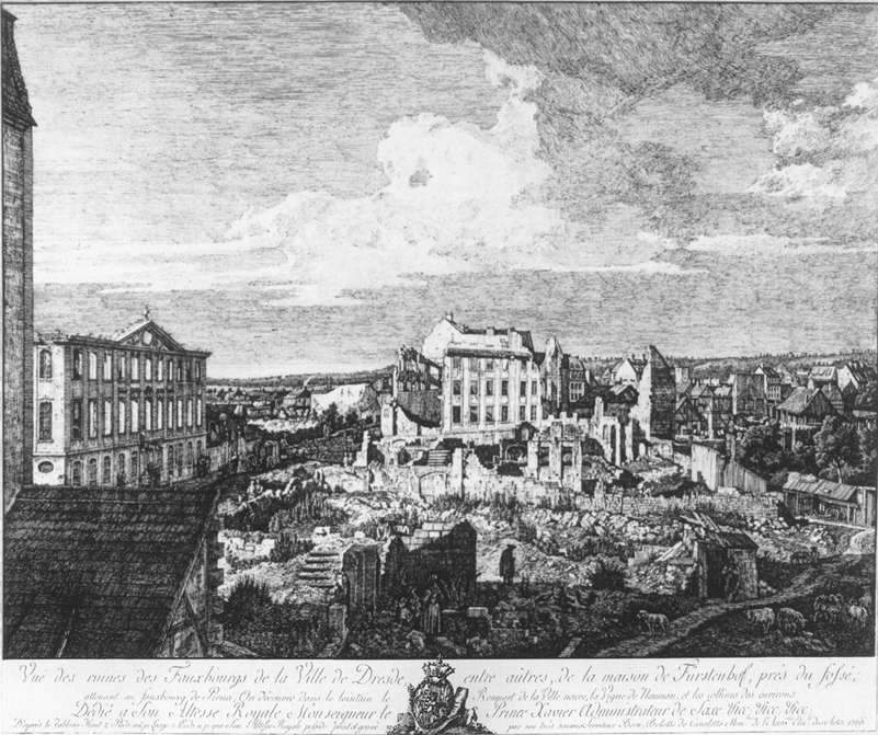 Dresden, the Ruins of the Pirnaische Vorstadt — Бернардо Беллотто