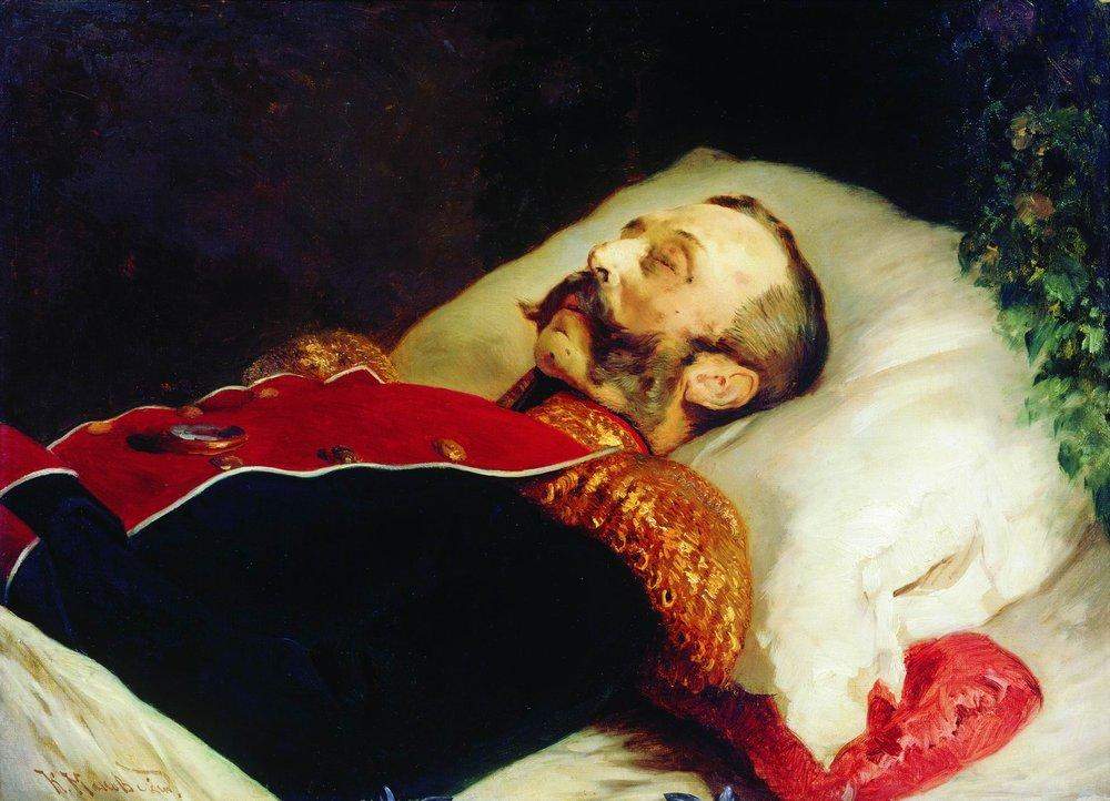 Портрет Александра II на смертном одре — Константин Маковский