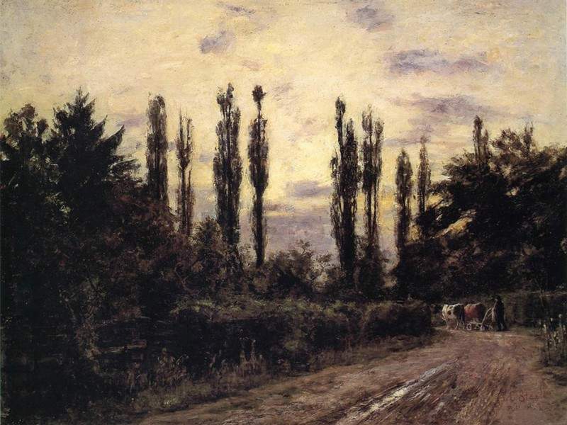Evening Poplars and Roadway near Schleissheim — Теодор Клемент Стил