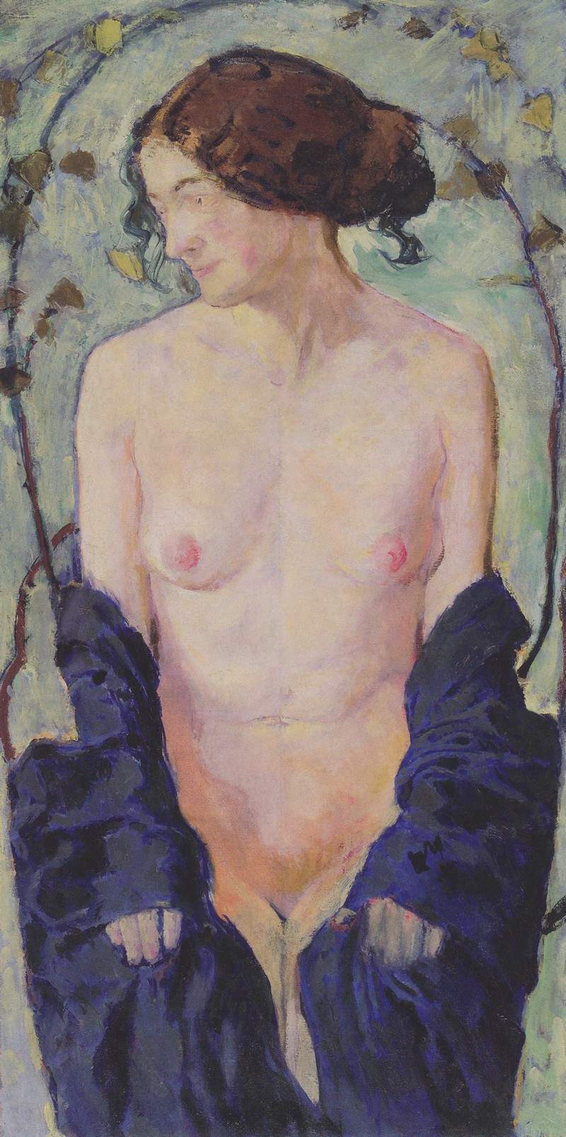 Female Nude with blue cloth — Коломан Мозер