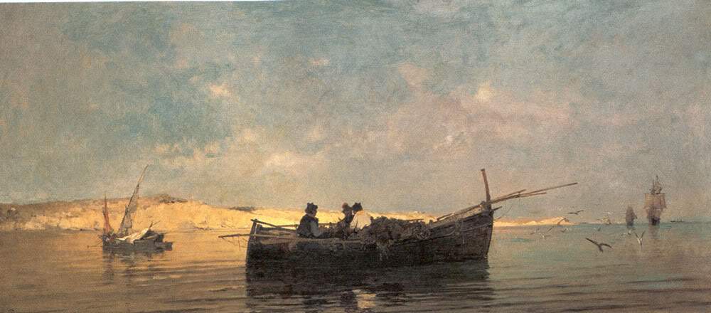 Fishing boat at dusk — Константинос Воланакис