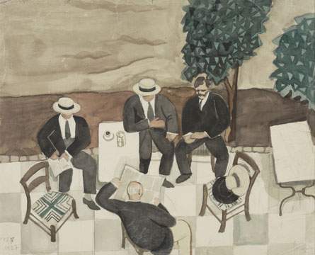 Four men at a cafe — Янис Царухис