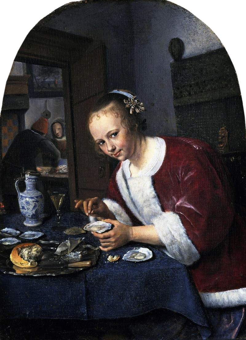 Girl eating oysters — Ян Стен