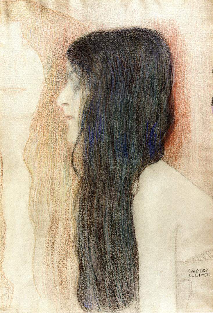 Girl with Long Hair, with a sketch for ‘Nude Veritas’ — Густав Климт