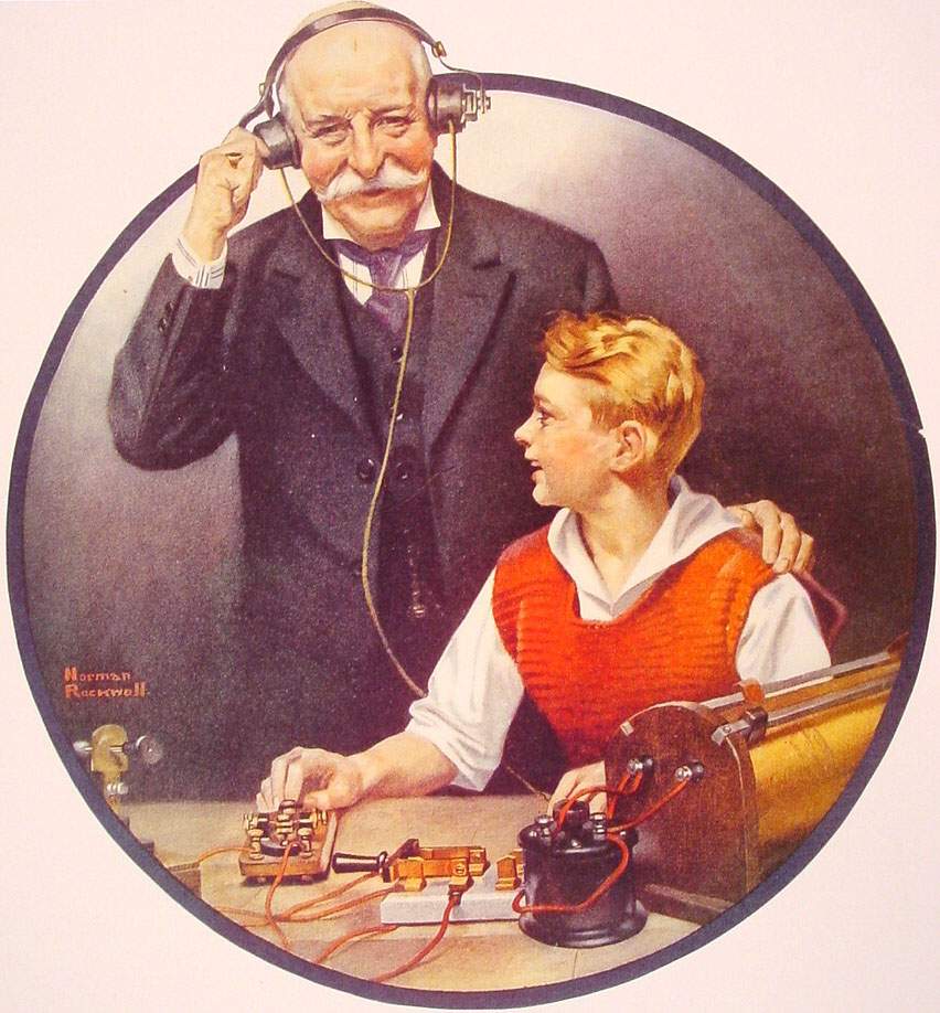 Grandpa Listening In on the Wireless — Норман Роквелл