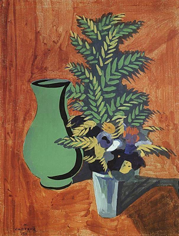 Green jug and bouquet — Мартирос Сарьян