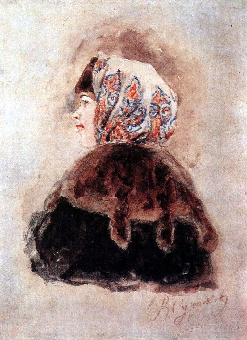 Head of young lady — Василий Суриков