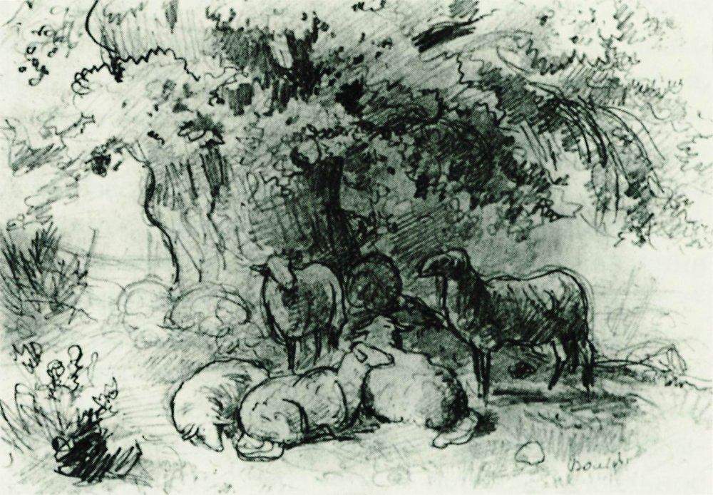 Стадо овец под дубом — Иван Шишкин
