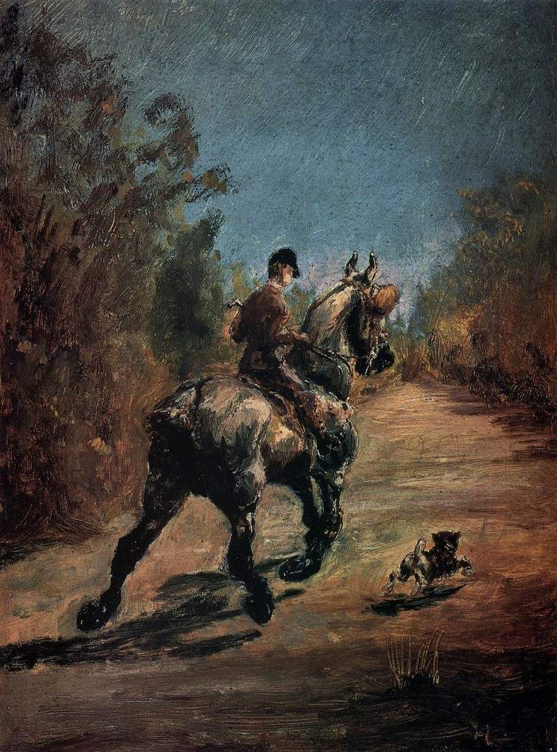 Horse and Rider with a Little Dog — Анри де Тулуз-Лотрек