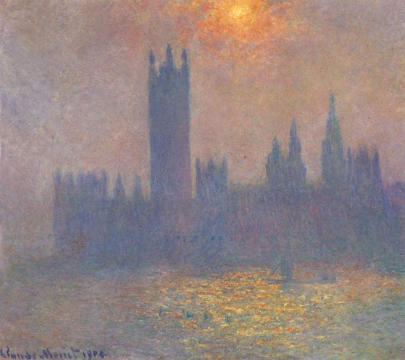 Вестминстерский дворец. Эффект солнечного света в тумане — Клод Моне