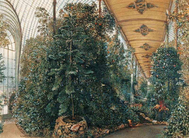 Interior view of the Palm House of Lednice Castle — Рудольф фон Альт