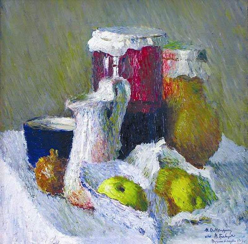 Банка с вареньем и яблоки — Игорь Грабарь