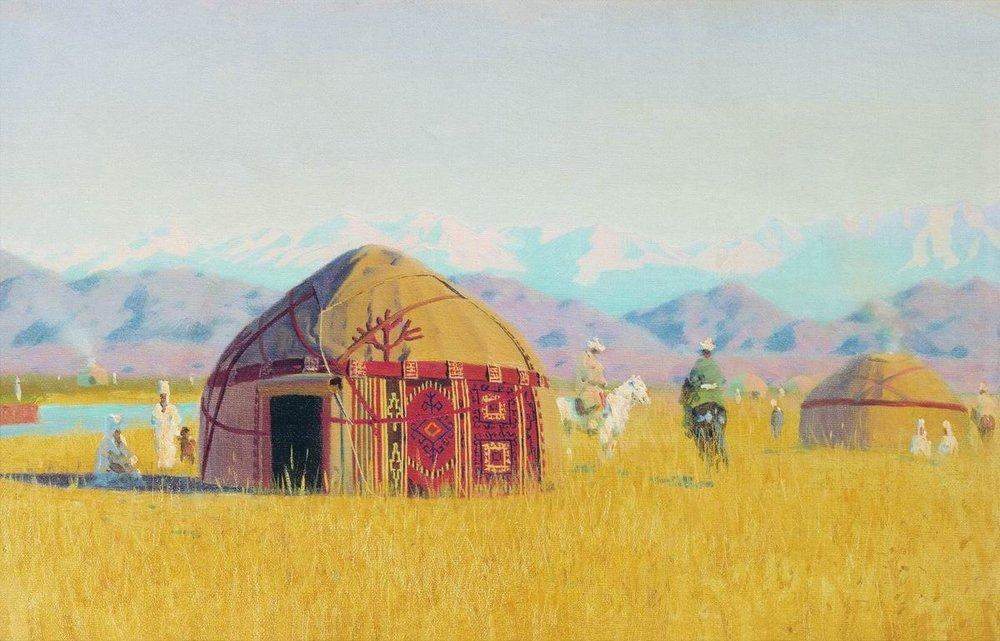 Kyrgyz tent on the Chu River — Василий Верещагин