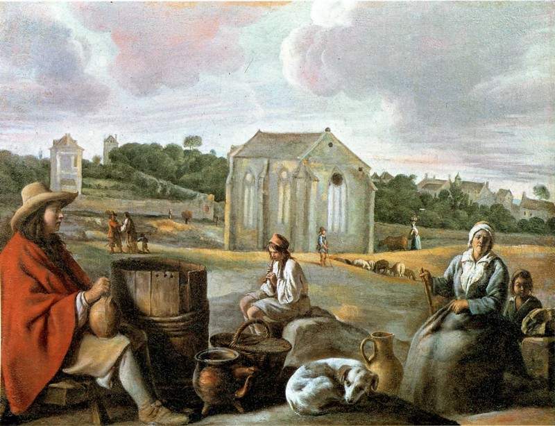 Landscape with Peasants and a Chapel — Братья Ленен
