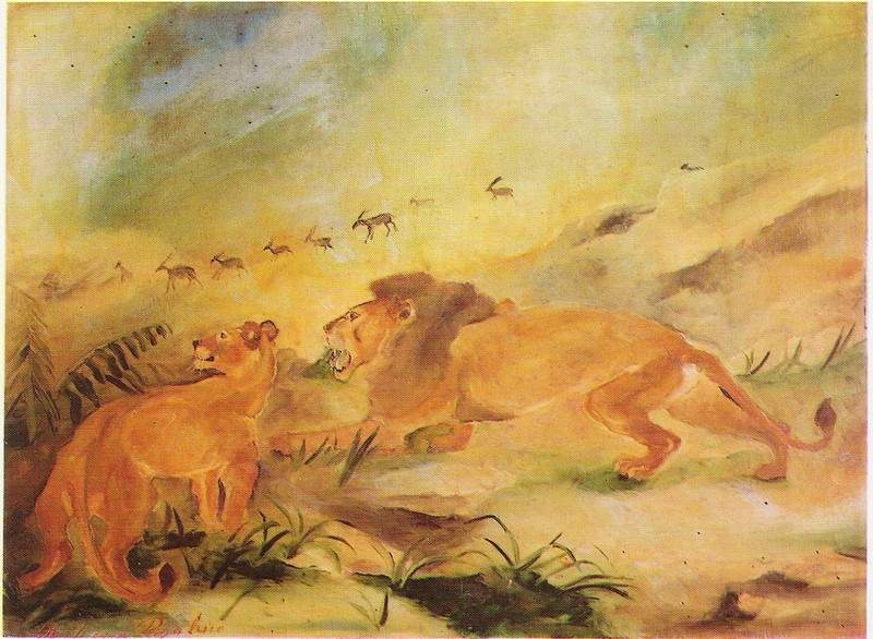 Lion with lioness — Антонио Лигабуэ
