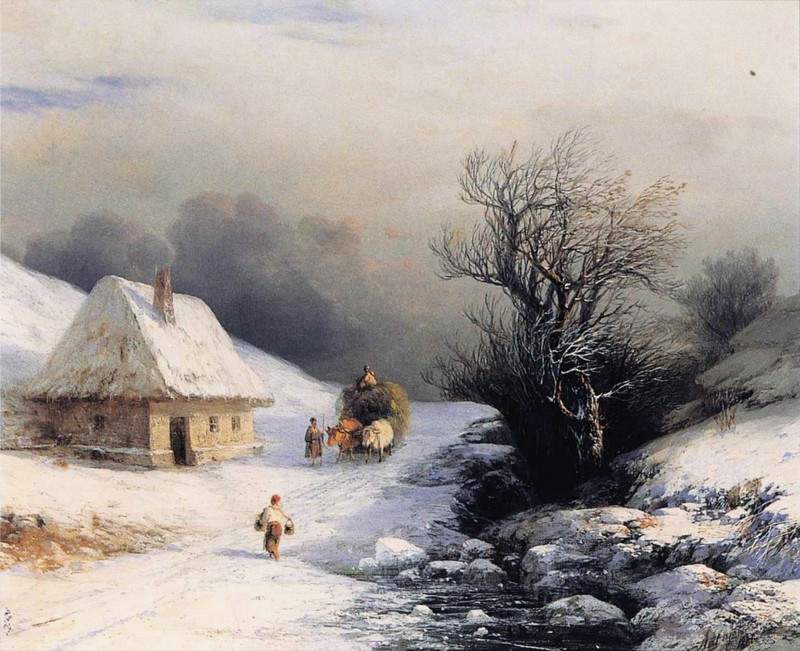 Телега с волами зимой — Иван Айвазовский