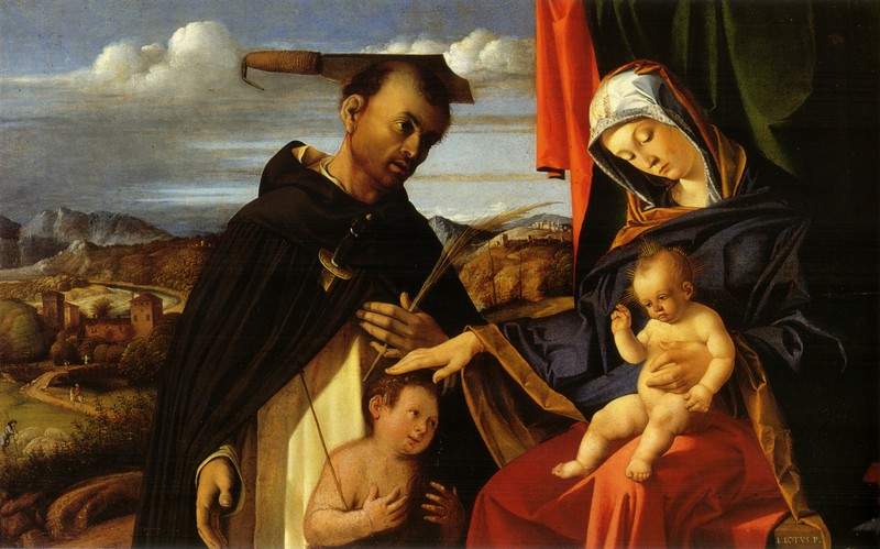 Madonna and Child with Saint Peter Martyr — Лоренцо Лотто