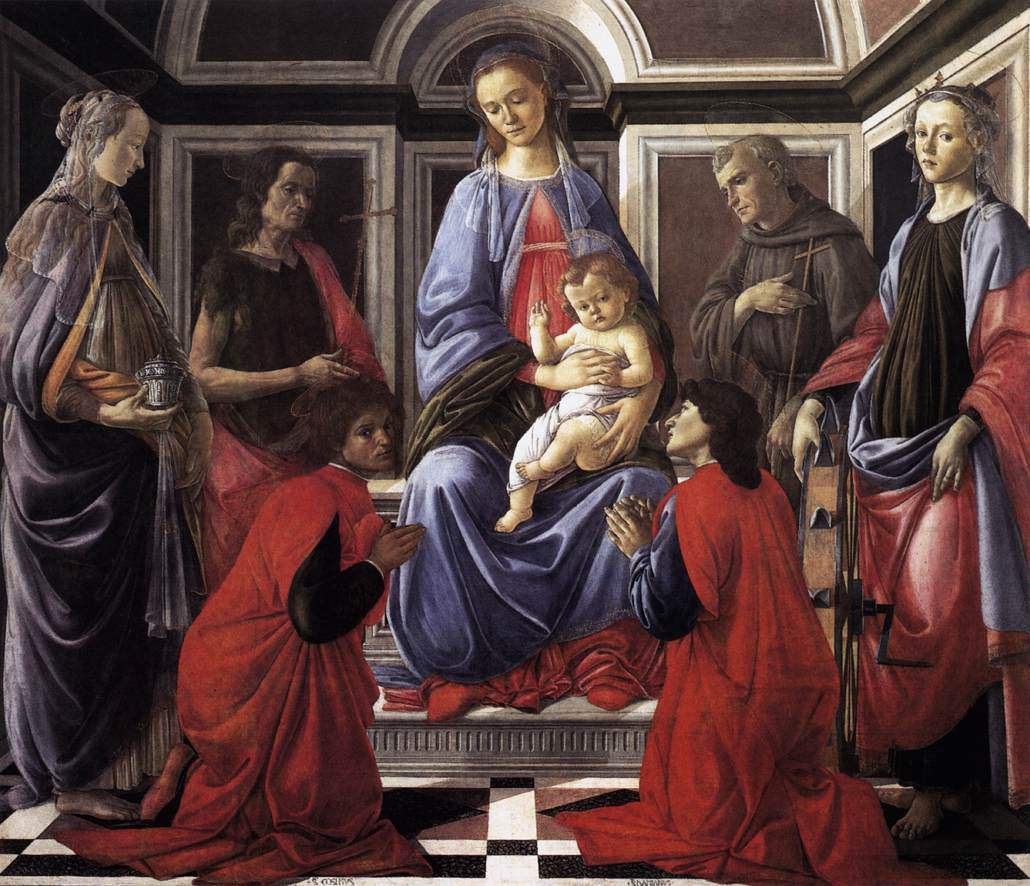 Мадонна с младенцем и шесть святых — Сандро Ботичелли
