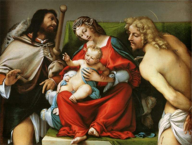 Madonna with St. Roch and St. Sebastian — Лоренцо Лотто