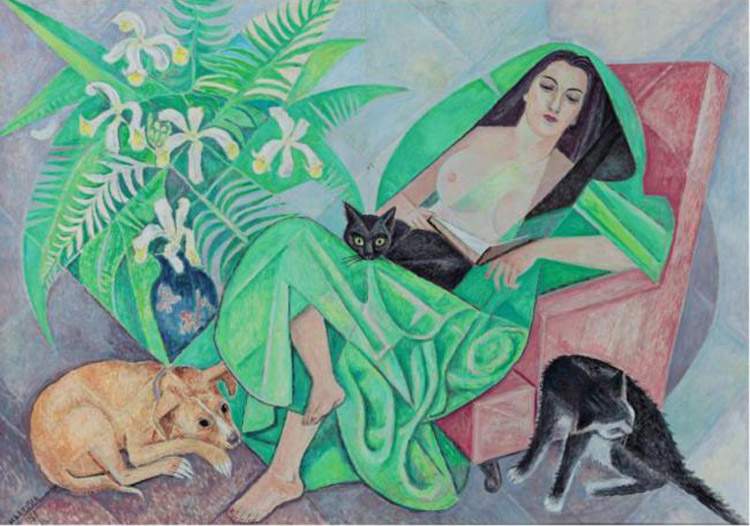 Marika with her dog and cats — Маревна