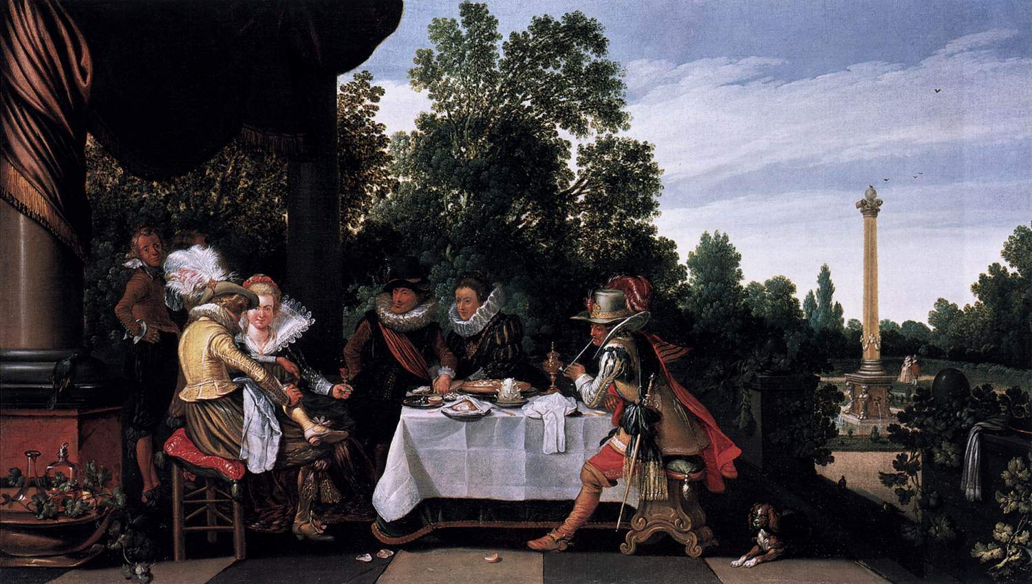 Merry company banqueting on a terrace — Эсайас ван де Вельде