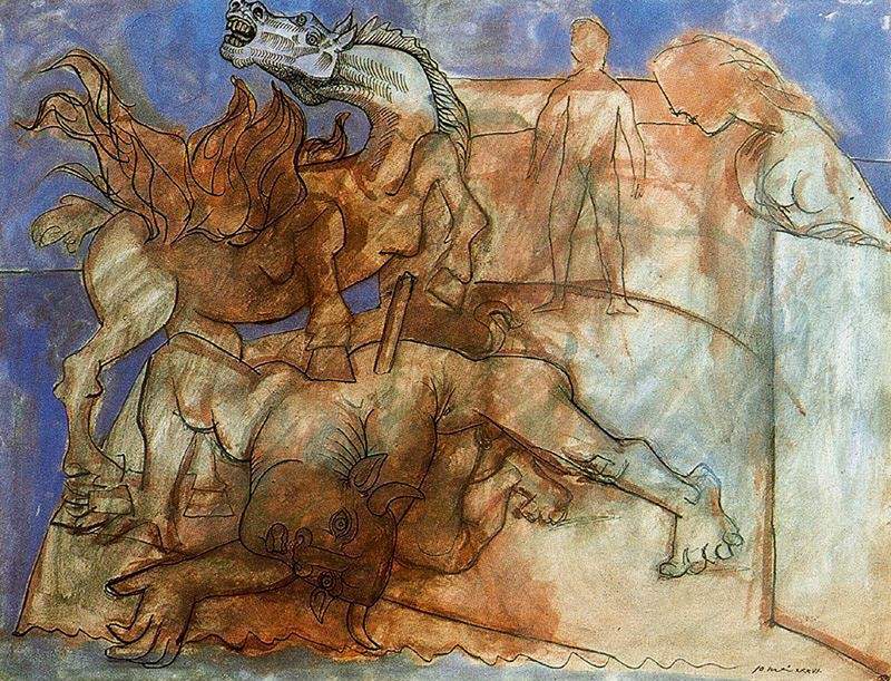 Minotaur is wounded, horse and personages — Пабло Пикассо