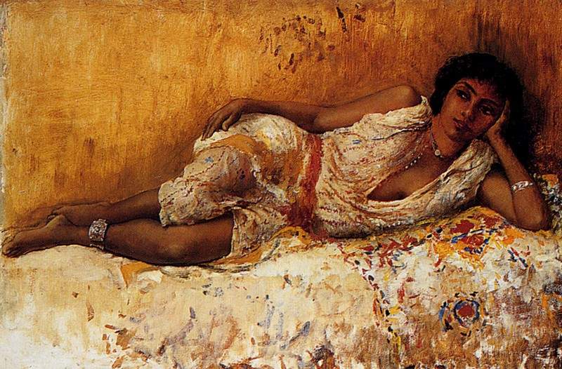 Moorish Girl Lying On A Couch Rabat, Morocco — Эдвин Лорд Уикс