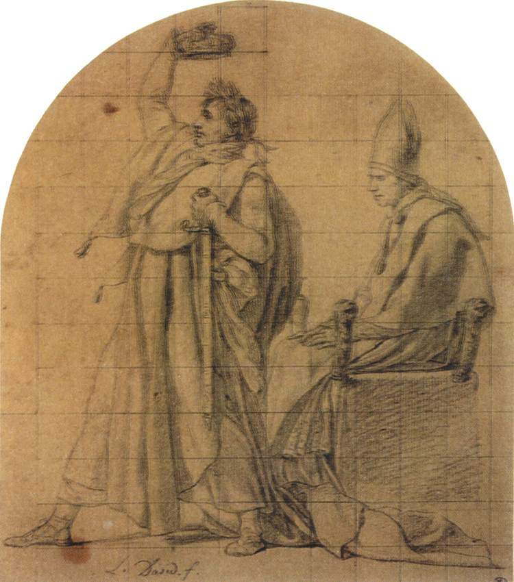Наполеон держит корону Жозефины — Жак Луи Давид