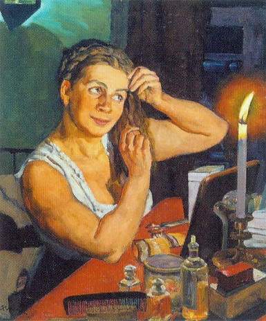 Night time. Portrait of the artist’s wife Klavdiya Yuon — Константин Юон